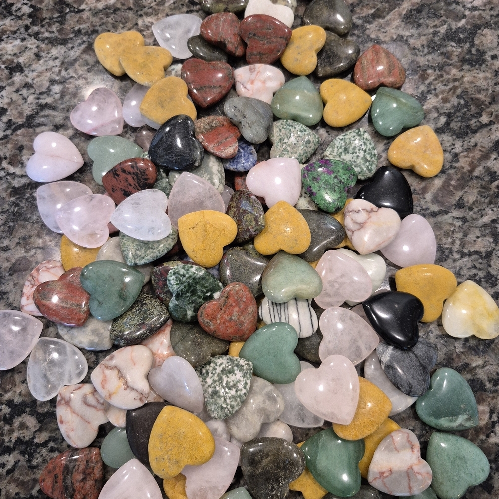 Set Of 10 Natural Carnelian Agate Jasper Polished Hearts - Picture 8 of 8